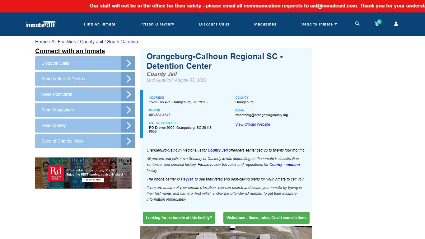 Orangeburg-Calhoun Regional SC - Detention Center - Inmate ...