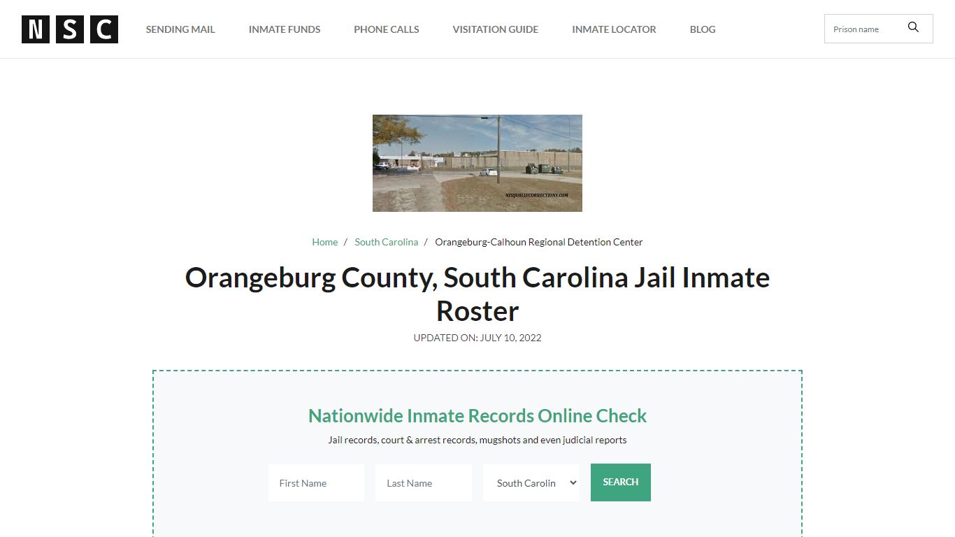 Orangeburg County, South Carolina Jail Inmate List